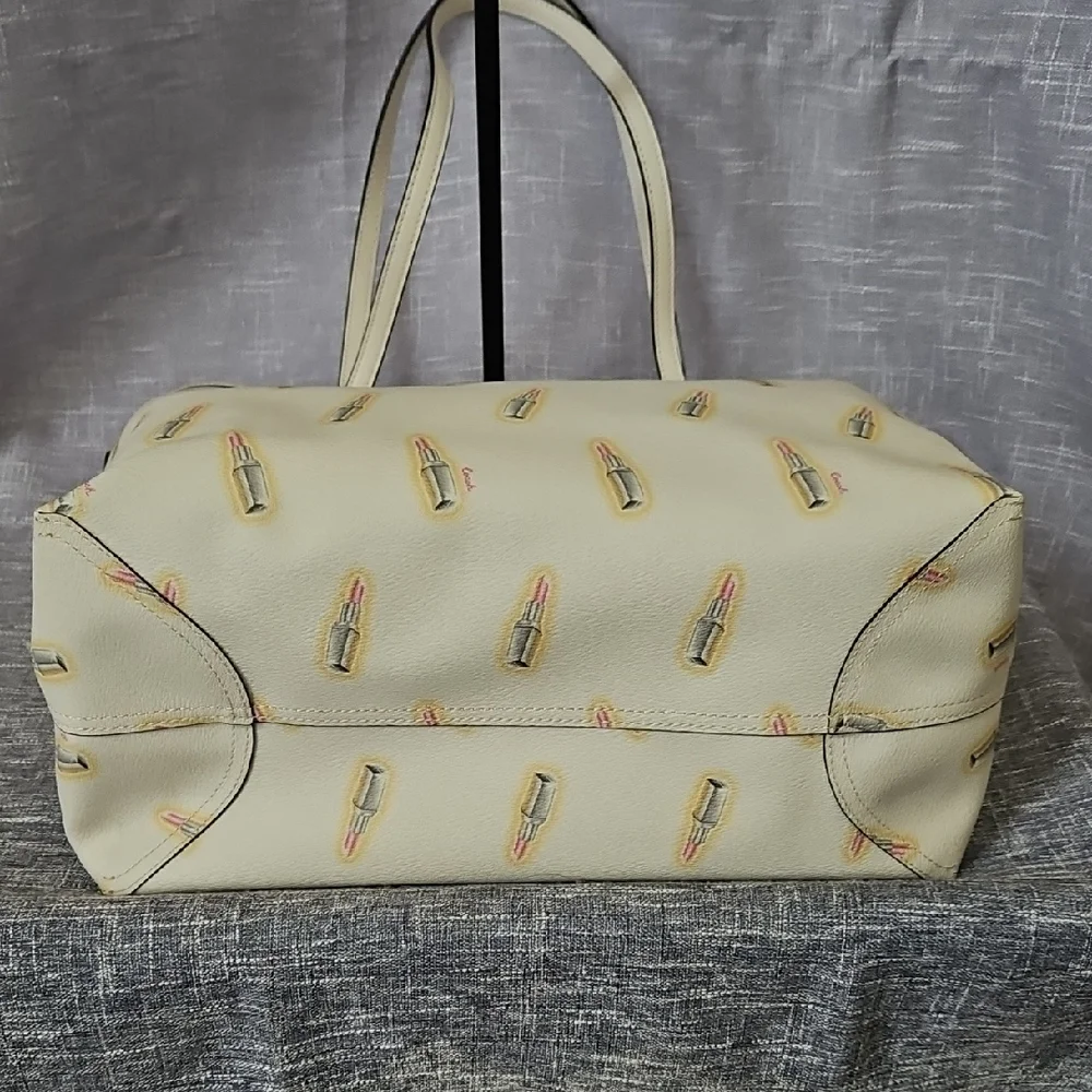 Coach Ivory Tote with Lipstick Design